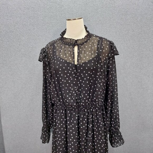 torrid Dresses & Skirts - Torrid Black Star Chiffon Ruffle Midi Dress Women's sz 2X